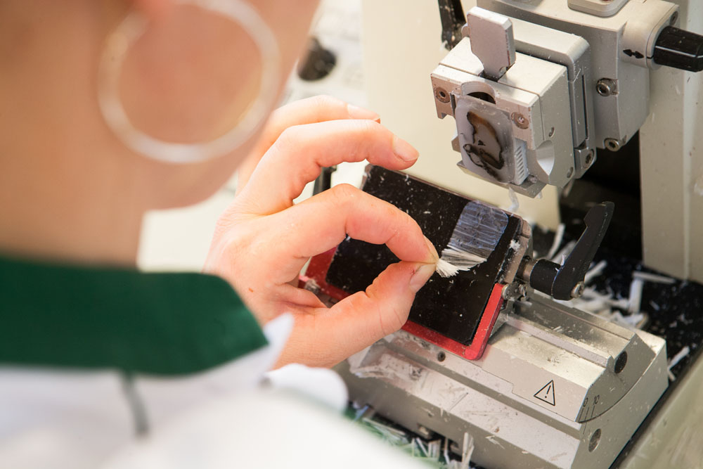snijden-paraffineblokje-labpon image Histologie snijden paraffineblokje labpon